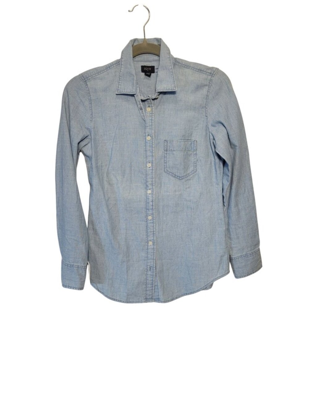 J.Crew Women Petite Light Blue Chambray Cotton Button-Down Shirt Petite Size XS